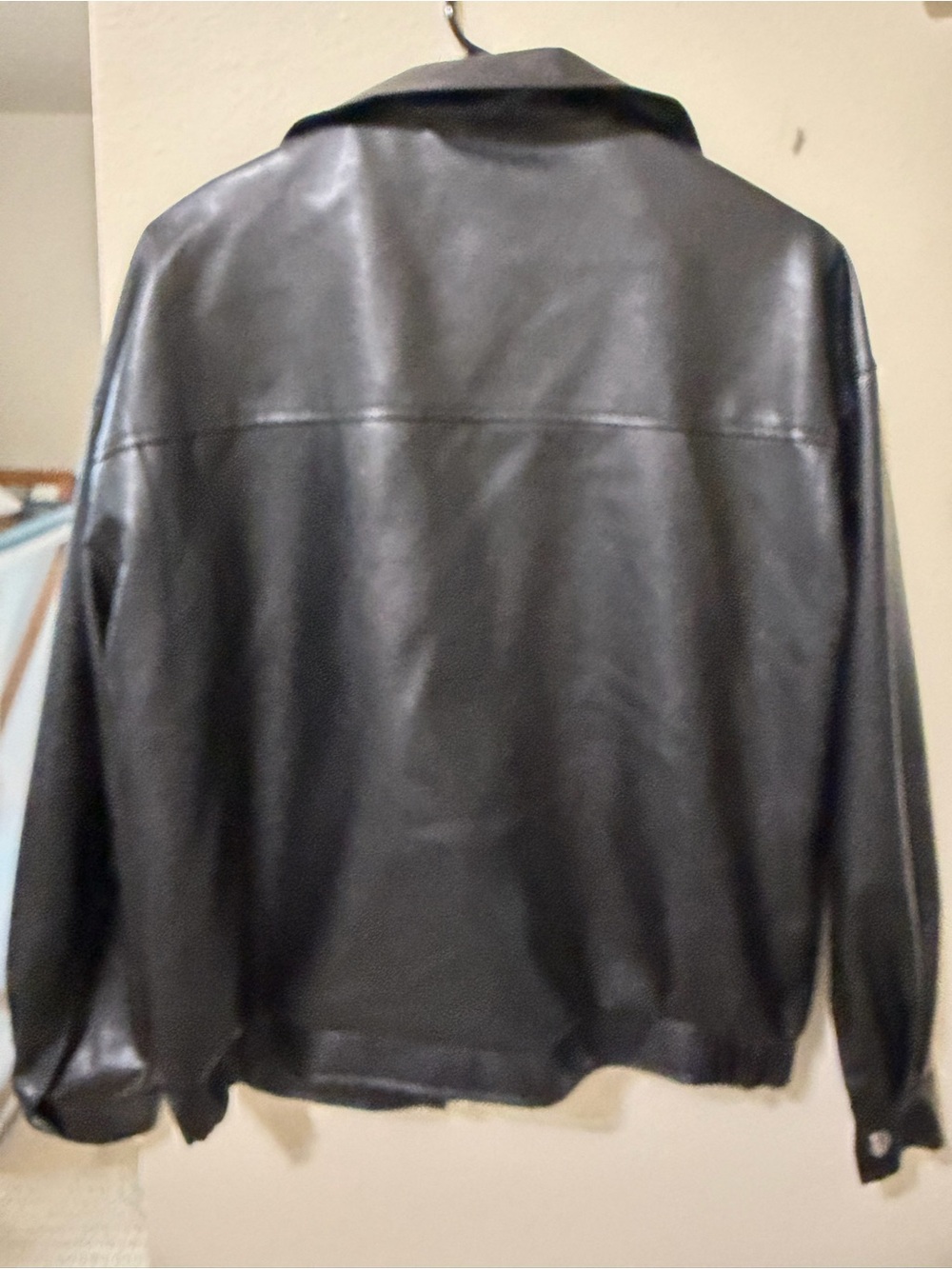 SHEIN Black Faux Leather Zip-Up Bomber Jacket - Picture 3 of 5